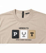 Men's Premium Graphic Cotton T-Shirt – Beige | Casual Crew Neck - Image 3