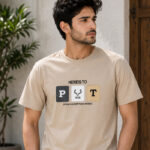 Men's Premium Graphic Cotton T-Shirt – Beige | Casual Crew Neck