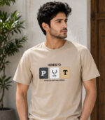 Men's Premium Graphic Cotton T-Shirt – Beige | Casual Crew Neck