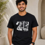 Men's Premium Graphic Cotton T-Shirt – Black | 23 Print | Casual Crew Neck