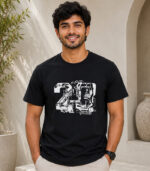 Men's Premium Graphic Cotton T-Shirt – Black | 23 Print | Casual Crew Neck